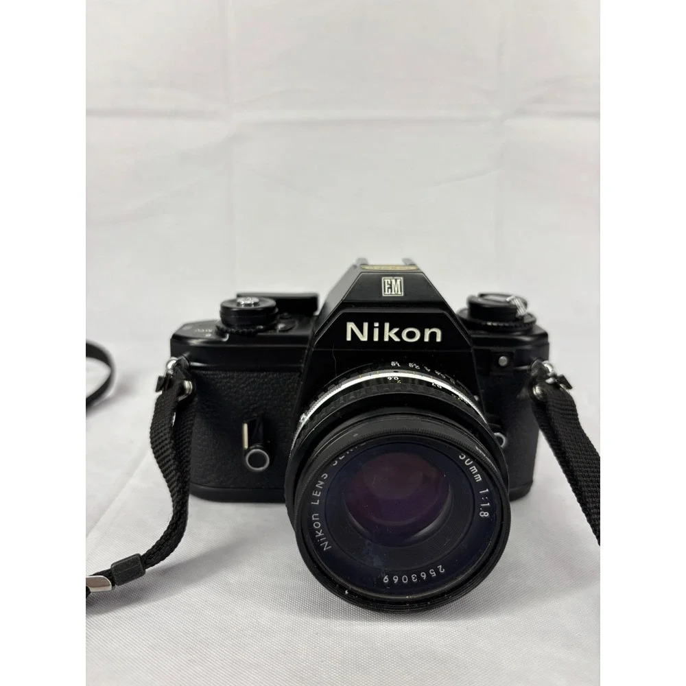 Nikon EM 35mm Film SLR Camera 50mm f/1.8 Lens Black Compact Vintage Japan